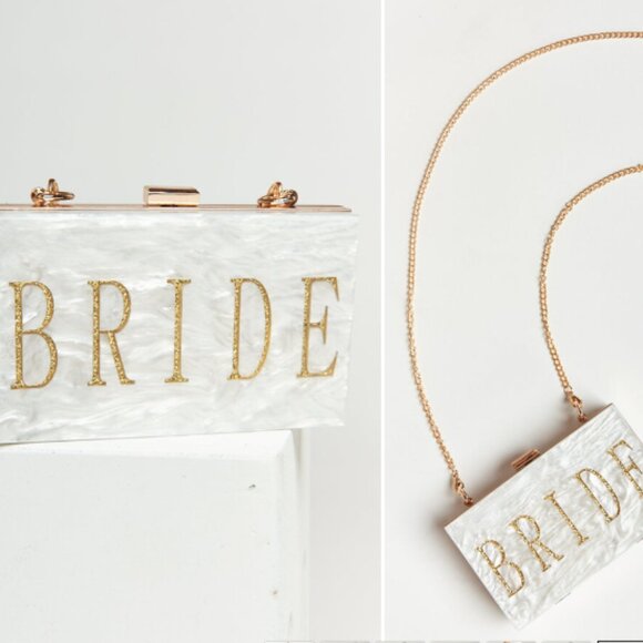 Show Me Your MuMu White and Gold Bride Clutch - Picture 1 of 6